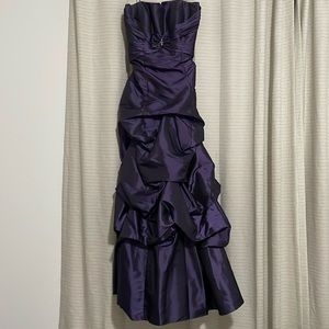 Dark purple strapless prom dress